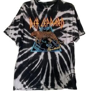 Def Leppard Vintage Style Animal Short Sleeve Unisex T Shirt Crew Neck L Black